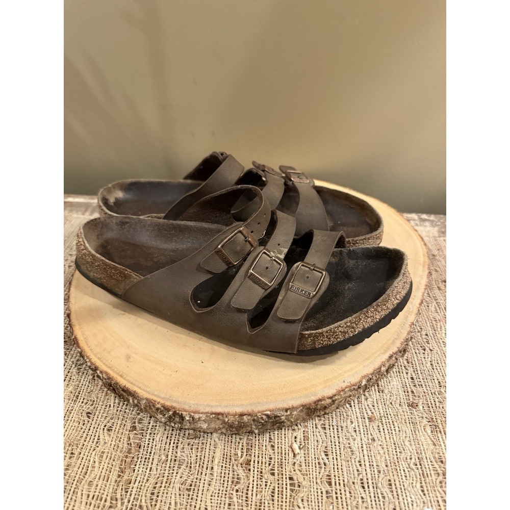 Birkenstock Florida Sandals Women's Sz- 10 Brown 3 Buckle Leather Slip‎ Shoes - Picture 5 of 11
